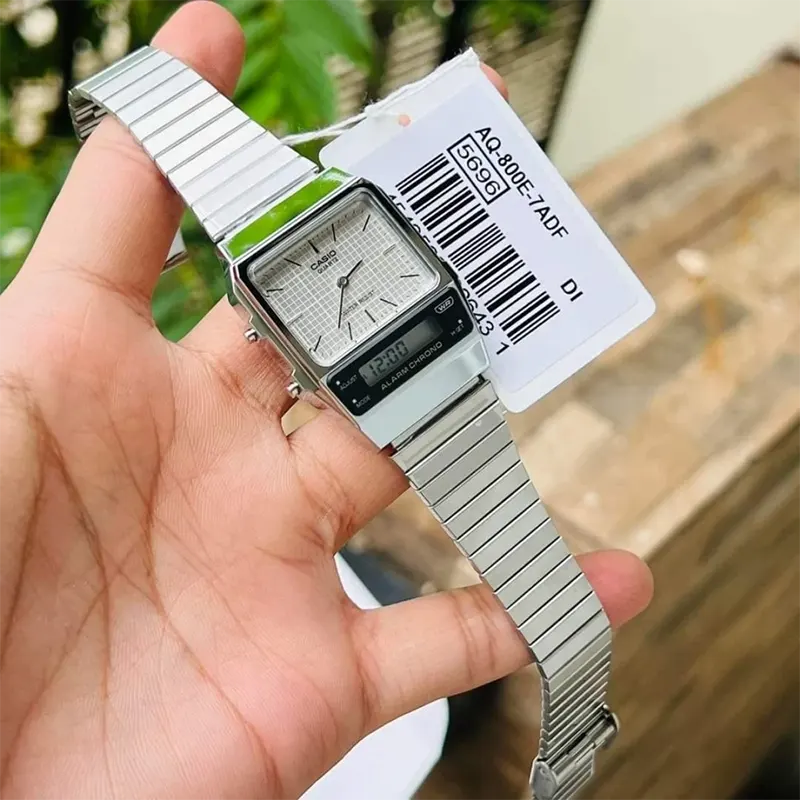 Casio Vintage Dual-time White Dial Watch- AQ-800E-7A